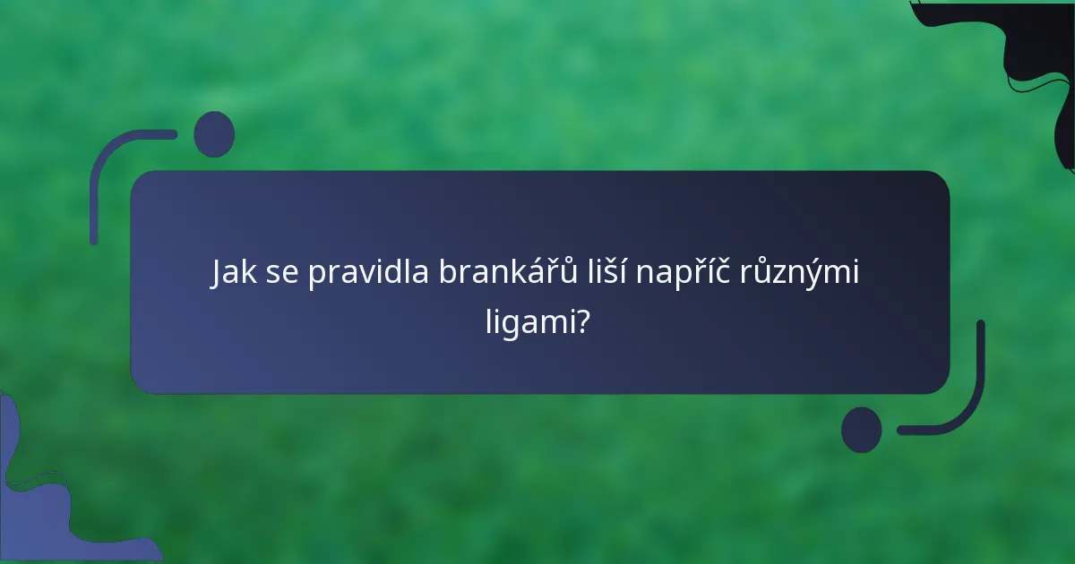 Jak se pravidla brankářů liší napříč různými ligami?