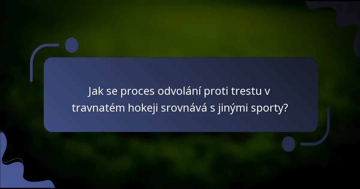 Jak se proces odvolání proti trestu v travnatém hokeji srovnává s jinými sporty?