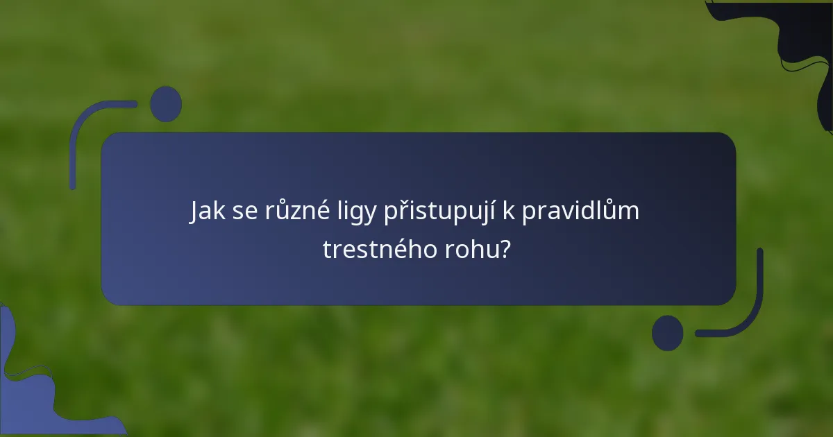 Jak se různé ligy přistupují k pravidlům trestného rohu?
