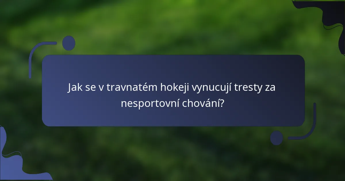 Jak se v travnatém hokeji vynucují tresty za nesportovní chování?