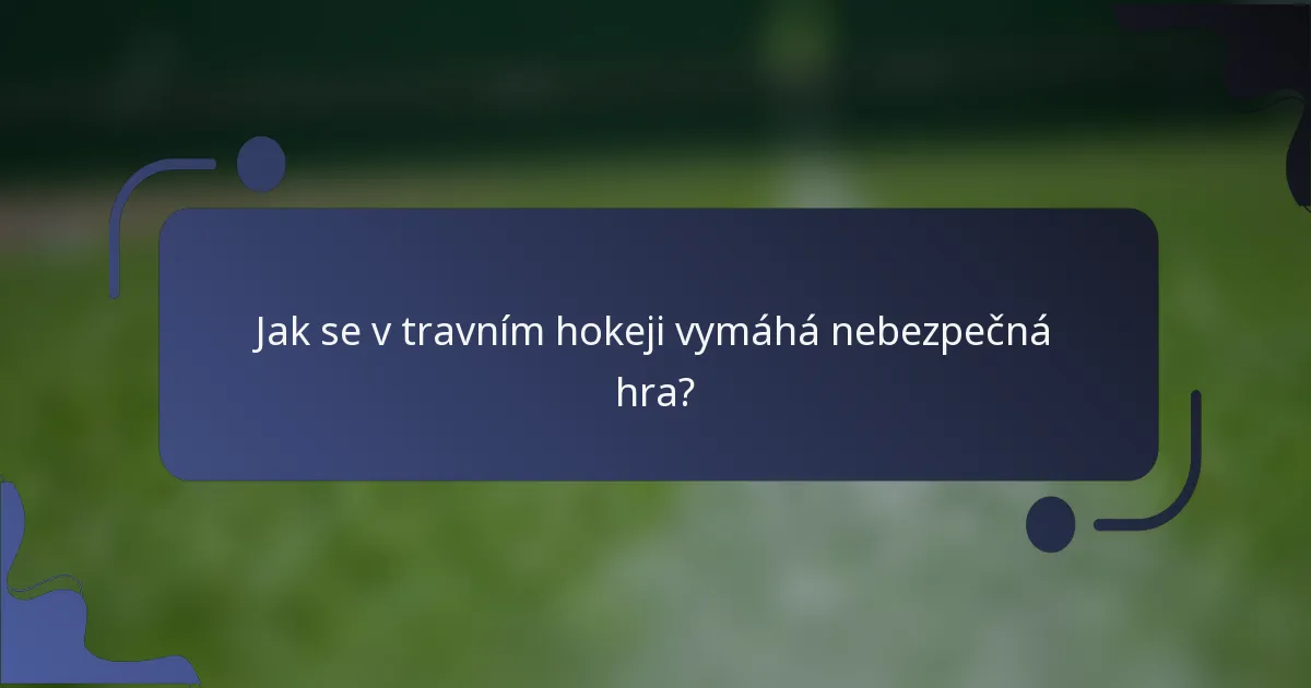 Jak se v travním hokeji vymáhá nebezpečná hra?