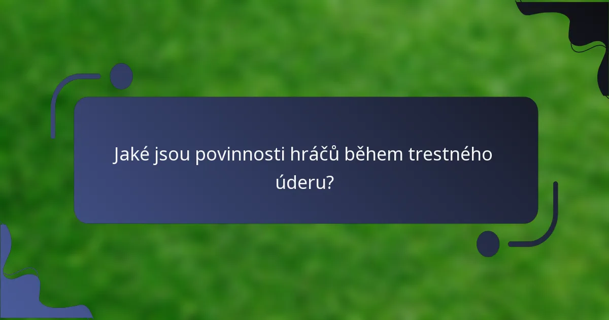 Jaké jsou povinnosti hráčů během trestného úderu?