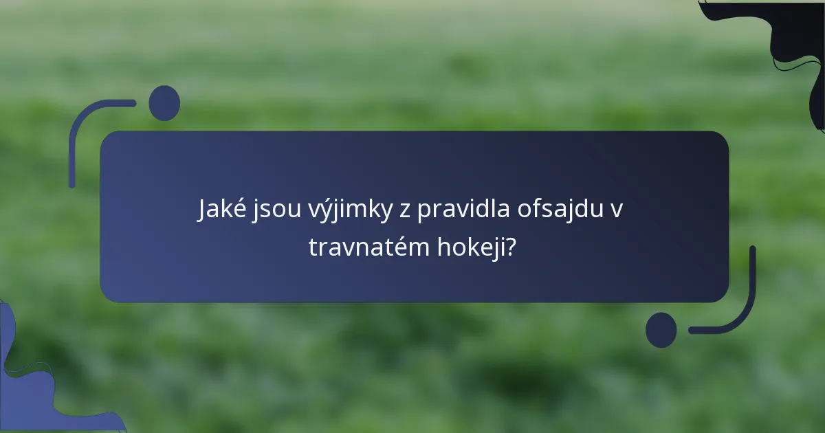 Jaké jsou výjimky z pravidla ofsajdu v travnatém hokeji?