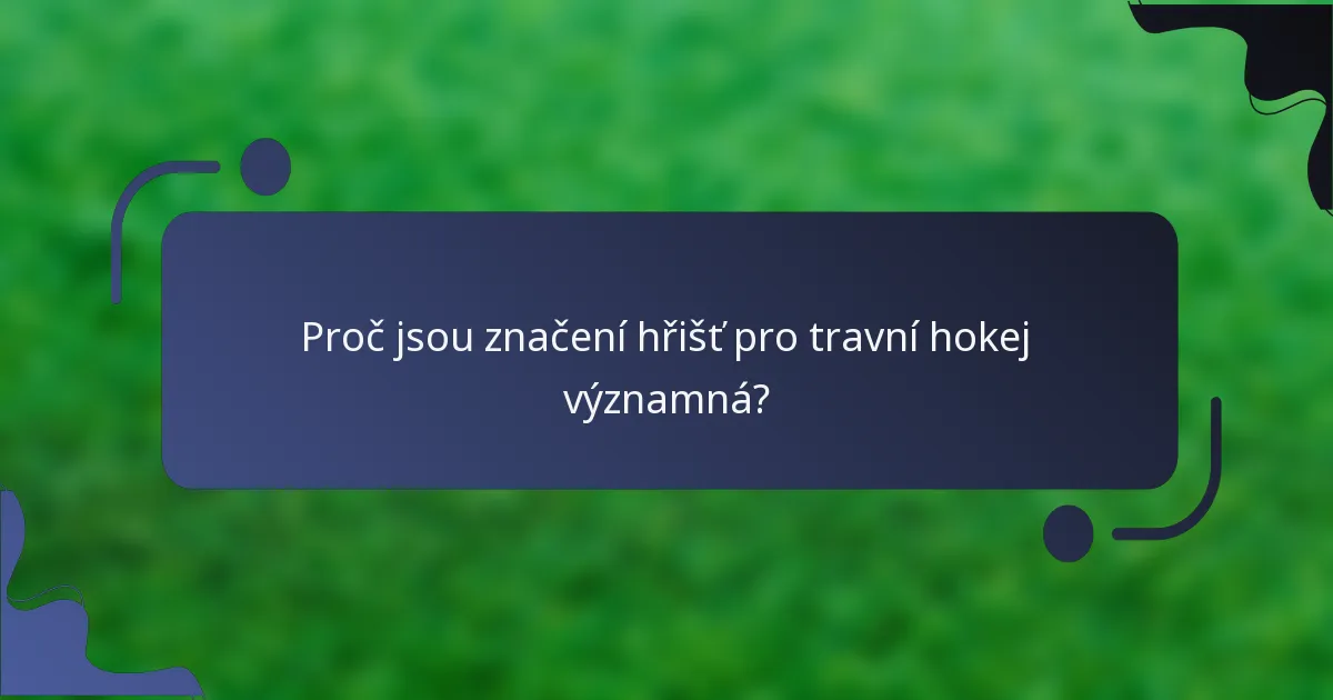 Proč jsou značení hřišť pro travní hokej významná?